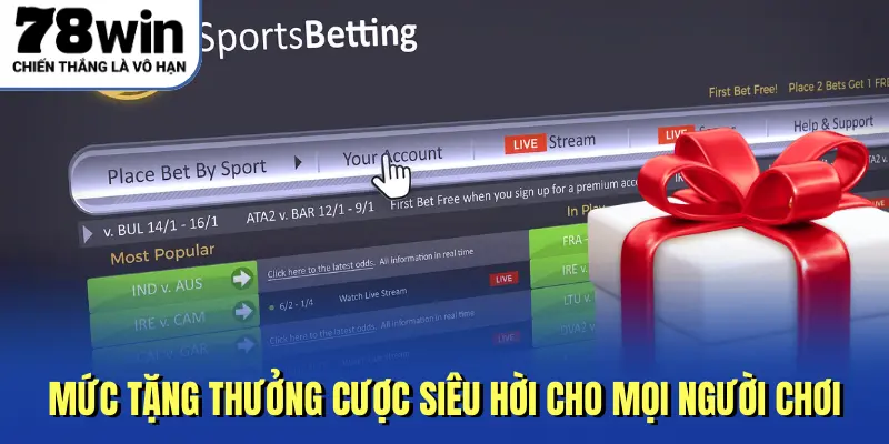 Mức tặng thưởng cược siêu hời cho mọi người chơi